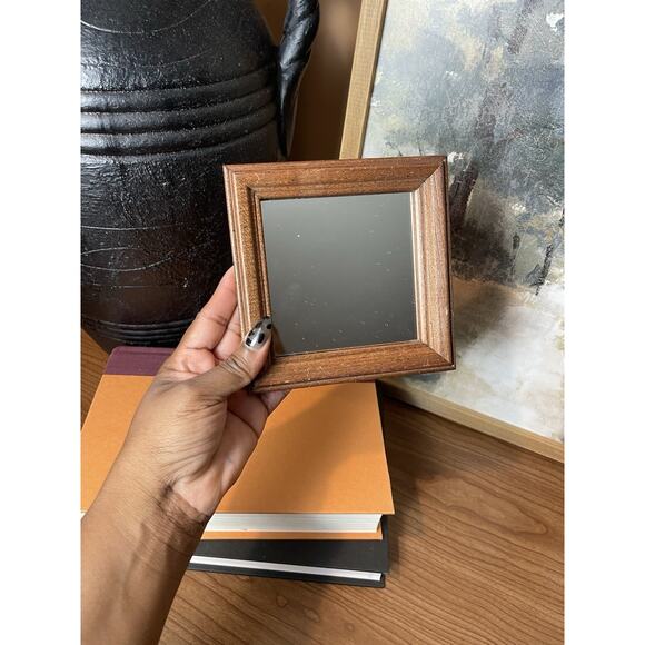Wood Framed Mini Mirrors Set of 2 Vintage Boho Eclectic Wall Decor - Picture 10 of 14